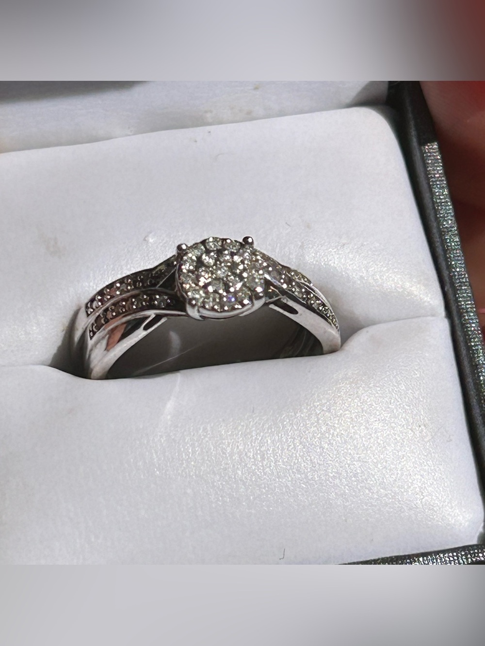 NWOT Sterling Silver Diamond Engagement and Wedding Ring Set